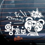 자동차스티커 언제가냐규 왕초보곰돌이 화이트시트지 유리스티커 : 지니썬추천샵