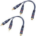 2 팩 3.5mm 여성용에서 RCA 남성 스테레오 오디오 Y 케이블 9인치 : 샵캣
