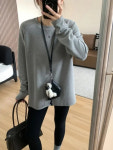 여성 데일리 라운드넥티 도톰하고 부드러우며 편안한 기모 빅핏 긴팔티셔츠 겨울엔 슬림핏 스포M4 : 스포마켓365-G1