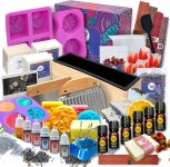 월리스 & 윌리엄슨 에센셜 오일 실리콘 몰드 커터 및 드라이 플라워가 포함된 성인 용 DIY 비누 만들기 키트 u2013 초보자 친화적인 올인원...