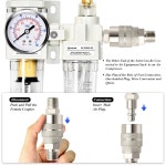 테일론즈 공압 1/4인치 NPT 공기 필터 압력 조절기 물/오일 트랩 분리기 콤보(0-145PSI) 게이지 AC2010-02(수동 배수)가 장착된 공구...