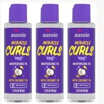Aussie Miracle Curls Defining 오일 헤어 트리트먼트, 3팩, 코코넛 및 호주 호호바 오일, 건조하고 곱슬머리, 킹키 웨이브 모발용...