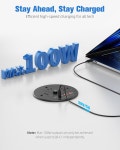 100W USB C 5AC 콘센트 및 4개의 포트에 양면 오목 충전소 플러그가 장착된 데스크탑 파워 그로밋 카운터탑 블랙용 4인치 홀 가구 플러시...