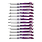 펜텔 Pentel EnerGel 펄 디럭스 RTX 리트랙터블 리퀴드 젤 펜 (0.7mm) 악센트 바이올렛 잉크 12개 박스 (BL77PW-V) : 빨윙샵