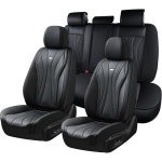 Coverado Car Seat Covers, 5 Seats Black Covers for Car, Luxury Faux Leather Cover, Front and Back Wa : 달빛아틀리에