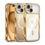 UCASONG Magnetic Clear Case for iPhone 14 Plus/15 Plus 6.7 with Gradient Glitter Card,Cute Curly Wav : 달빛아틀리에