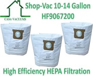 유닛샵(UNEAT SHOP) | Shop-Vac 10-14 갤런 유닛을 위한 3개의 교체용 헤파 백. 타입 I + F 9067200 고효율 9066200 표준 여과 일회용 수거 백을 교체합니다....