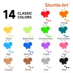 Shuttle Art 도트마-카- 워셔블 카라 - 펜 수성 14색 세트 씻을 수 있는 색칠하기 책 그림 그림 용지 40ml 어린이용 낙서 놀이 도구 손질...
