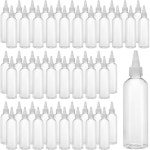 트위스트 탑 캡이 있는 80개의 PCS 4온스 플라스틱 스퀴즈 병 120ml 투명 조미료 샴푸 맥킬리지 청소 제품 포함 White 80PCS : 브이에이컴퍼니