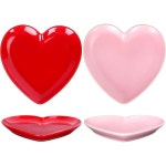 Whaline 2Pcs 하트 모양 접시 세라믹 디저트 핑크 레드 샐러드 디너 스테이크 가정용 주방 크리스마스 결혼식 발렌타인 데이 기념 생일 파티...