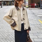 여성 러블리 자켓 테일러드 새싹 작업실 파스토 우편함 체크 넥 가을 점퍼 하프 코트 다올3 : 다소니스토리