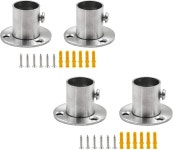 스틸 옷장 막대 브래킷 샤워 극 소켓 플랜지 홀더 끝 지지 브래킷(19mm 0.75인치 직경 막대용) (4개 세트) 19mm (0.75'' Dia.) : 힙한아이들