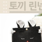 토끼 얼굴 자수 린넨 소재 파우치 여성 데일리 미니 크로스 숄더백 캐주얼 외출용 : 어서오이소마켓