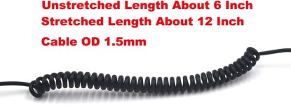 Kework 30cm 3.5mm TRS 오디오 코일 케이블 90도 각도 대 1/8인치 3극 잭 남성용 스테레오 헤드폰 보조 스프링 나선형 코드 2팩 OD 1....