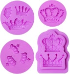 4피스 CROWN 실리콘 퐁당 몰드 3D 캔디 베이킹 컵케이크 토퍼용 프린세스 케이크 장식 초콜릿 설탕 공예 껌 페이스트 점토 프로젝트 : 늘봄샵1