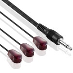 OBVIS IR 이미터 익스텐더 케이블 10피트(3미터) 3-아이 3.5mm 잭 38kHz 장치 Xbox One AV 장비 접착식 백킹과 호환 가능 : 아꿍포
