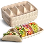 파티용 24PCS 일회용 타코 홀더 3개의 칸막이가 있는 프리미엄 종이 플레이트 화요일 타코용 피에스타 트레이 바 서빙 세트 장식 용품 24 Pcs...