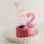 아이닝거 마카롱 핑크 파티 장식 축하 케이크용 위한 2번째 생일 여자들을 캔들 파스텔 달콤한 케이크 2호 용품 토핑 Pink 2 : 올골든찬스
