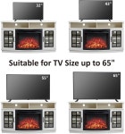 아메르.콘솔로 | 아메르라이프 곡면 벽난로 TV 스탠드 26인치 전기 미디어 엔터테인먼트 센터 농가 유리문 수납장 최대 65인치 TV용 선반 콘솔 테이블...