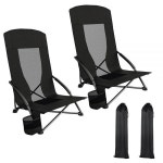 TLSUNNY 28.5″ High Back Folding Beach Chair for Adults W/Carry Bag, Portable Low W/Mesh & Padded Arm : 달빛아틀리에