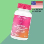 핑크 스토크 프리미엄 임산부용 DHA 젤리 구미 모듬 과일 후루츠 60젤리 Pink Stork Premium Prenatal Gummies Assorted Fruit 60...