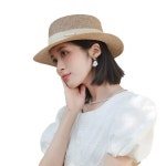 중절모 프랑스 영국 빅사이즈 해변 복고풍 여성용 플랫챙 블랙 프리사이즈 : 코퍼주니