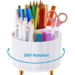 IVEETTY 360 Rotating Pencil Pen Holder for Desk, White Organizer with 6 Slots, Cute Office Supplies, : 노베라마켓
