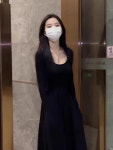 U넥 긴팔 드레스 여성 슬림 A라인 스커트 하이웨이스트 출근룩 패션 가을 신상품 : 루나픽1