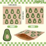 에팍디자인 | 에팍 200팩 종이 샌드위치 백 아보카도 디자인 8 × 인치 해피 푸드 스토리지 재활용 가능 그리스 저항 일회용 스낵 가족 가정용 : 라인업원
