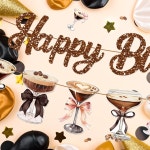 마르티니스 생일 장식용 에스프레소 마티니 파티 배너 갈랜드 잔 해피 커피 칵테일 테마 컵 바첼로레트 용품 : 업라이즈원