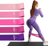 운동을 위한 저항 밴드 직조 가방이 있는 5단계 운동 여성 남성 요가 필라테스 재활 훈련 Purple : 조만장자빌
