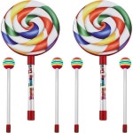 6PCS 2피스 6인치 롤리팝 드럼 4피스 레인보우 드럼 스틱 뮤지컬 핸드 드럼 레인보우 롤리팝 드럼 세트 타악기 : 붕붕40