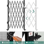게이트맨단단세이프티홈 | 이타홈 싱글 폴딩 게이트 50인치 H x 75인치 W 도어 유연 확장 스틸 세이프티 360° 롤링 바리케이드 패드록이 있는 가위 알루미늄 합금...