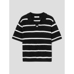 에잇세컨즈 칼라넥 스트라이프 반소매 풀오버 블랙 피케티 카라티 355451LYJ5 505 : 더핸 컴퍼니