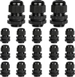 호아옥소코 15Pcs 케이블 글랜드 1/2인치 NPT IP68 방수 조절 커넥터 개스킷 및 잠금 장치 - 정션 박스 산업용 나일론 PA66 방진 Black...