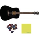 펜더 CD - 60S 드레드노트 어쿠스틱 기타 호두 핑거보드 블랙 0970110006 번들 12팩 픽 및 리퀴드 오디오 연마 천 포함 : 알에이컴퍼니