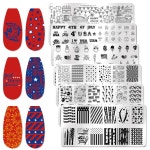 WOKoto 7월 4일 네일 아트 스탬프 플레이트용 플레이트 여성용 디자인 국기 템플릿용 6Pcs KIT1 : 도다도다마store