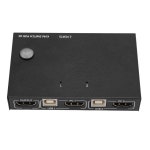 USB 2.0 HDMI KVM 스위치 1 모니터 2대 키보드 마우스 프린터 공유 2대용 4K60Hz 4개 포트 플러그 앤 플레이 케이블 2개 : 모드 온