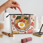 여성용 Gdshjklw 린넨 메이크업 가방 방수 여행 정리함 경량 지퍼 여행용 세면도구 맛있는 달콤한 라면 브러시 보관 : 바이고딜