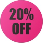 목어생활용품소매점 | 20% 할인 스티커 - 소상공인 용품 소매점 마크다운 가격 판매 라벨 1.5인치 원형 형광 핑크 300개 라벨/팩 20% Off 4 Packs : 덕행생활