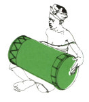 원통형 드럼 - 양손으로 양쪽의 머리부분을 두드려 연주하는 연주가