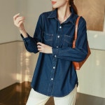 젠냐 여자 무지데님 셔츠 빈티지 자수 매치하기 좋은 스킨 소프트 데님 아우터 젠1 : Hey Jenny