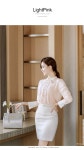 아뜨랑스 - [SALE] bs1697 스트랩 탈부착 배색 금장버튼 블라우스 blouse [SALE] bs1697 스트랩 탈부착 배색 금장버튼 블라우스 blouse