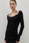 Atelier Nain - (Z-OP-6144)HALTER NECK SOLID KNIT DRESS