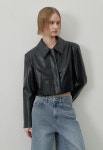 Atelier Nain - (JK-3012)LEATHER ZIPPER CROP JACKET