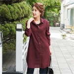 하프클럽 - 대한민국 메가쇼핑 J3729 핀턱V예술주름 트랜디 롱셔츠_엄마옷/미시옷/엄마선물/빅사이즈/아줌마옷/50대/60대/중년여성/마담의