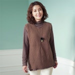 하프클럽 - 대한민국 메가쇼핑 J3929 빈티지 사선트임 라운 울베스트/엄마옷/엄마선물/50대여성의류