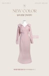 달리호텔 [단독] [Dali made/L사이즈] 블론드 카라 브이넥 랩 셔링 버클 A라인 롱 원피스(하객룩/빅사이즈)