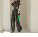 DINT - P2628 페느 핀턱 밴딩 와이드 롱 슬랙스(15th REORDER)