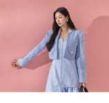 셀럽들의 선택, DINT - J1834 피크 배색 카라 버튼리스 자켓 셀럽들의 선택, DINT